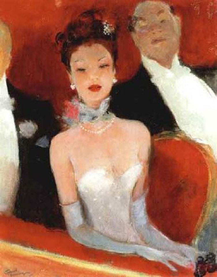 Elegante a l'opera, la loge by Jean Gabriel Domergue