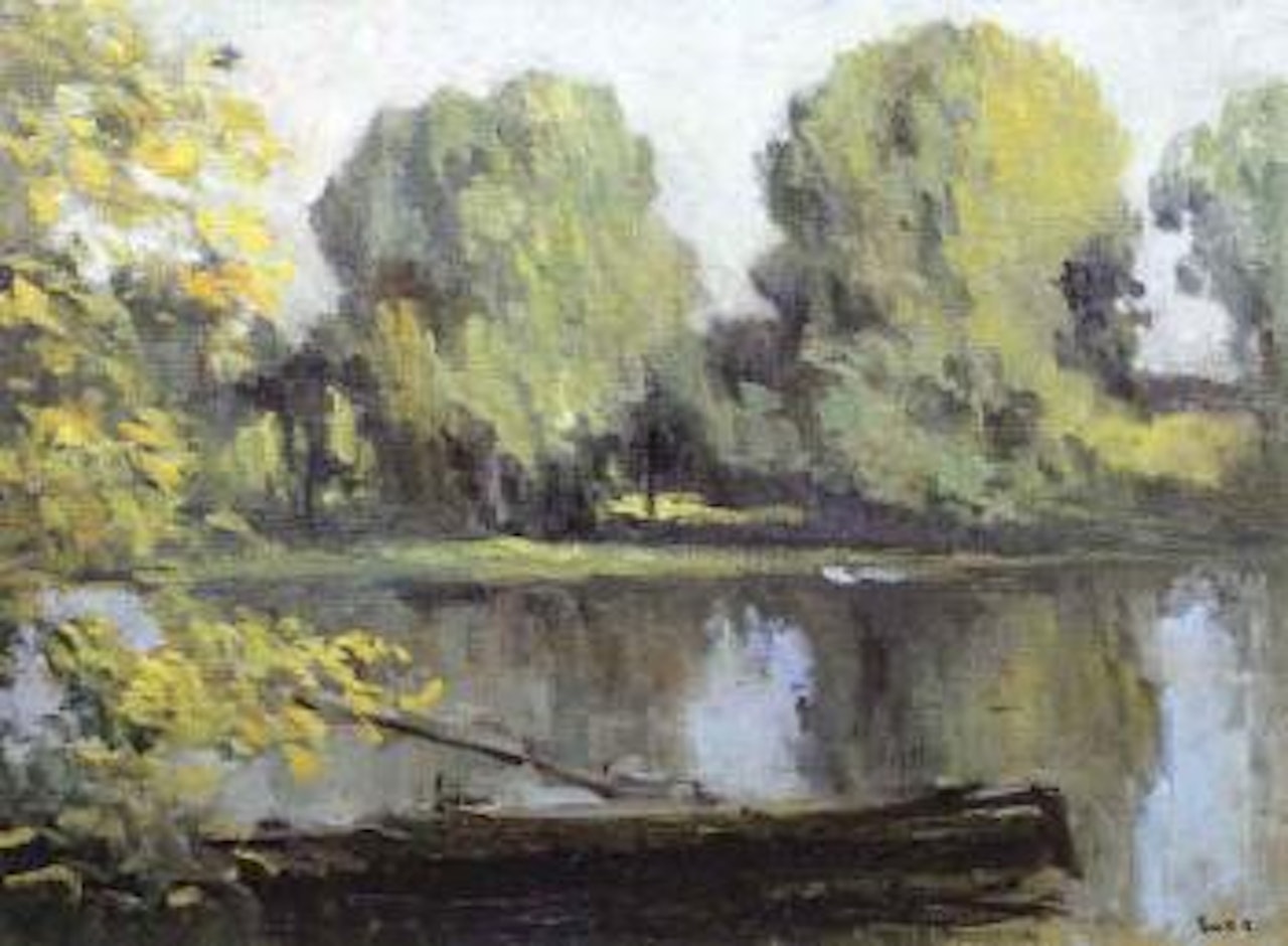 Peniche sur la Seine a Rolleboise by Maximilien Luce