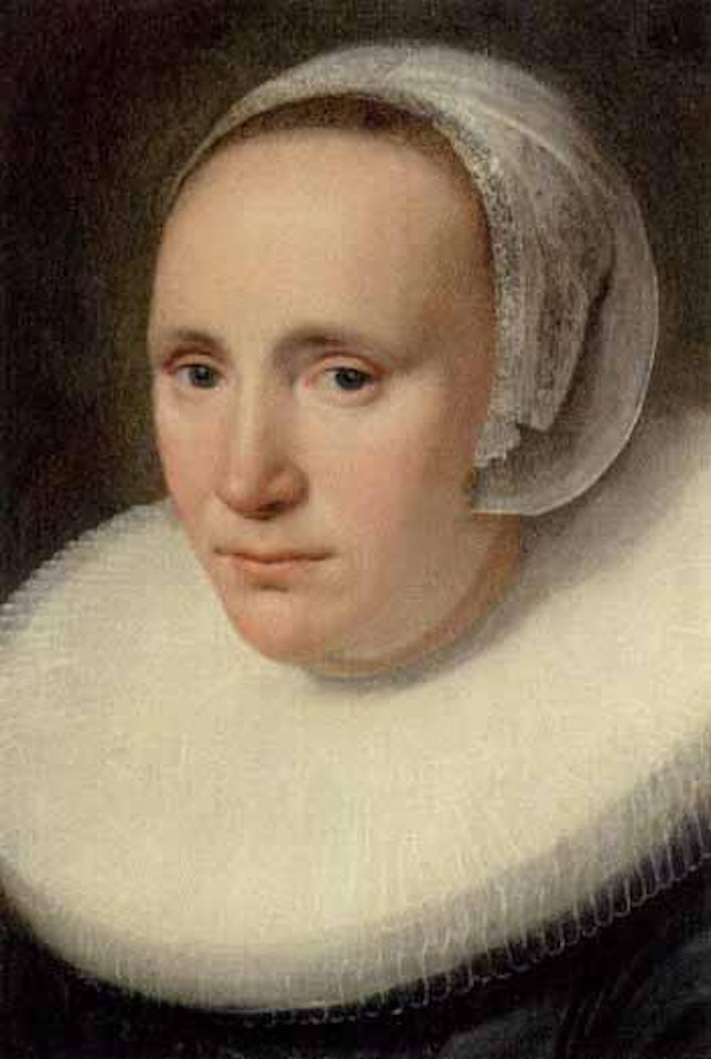 Portrait of woman with bonnet by Paulus Moreelse