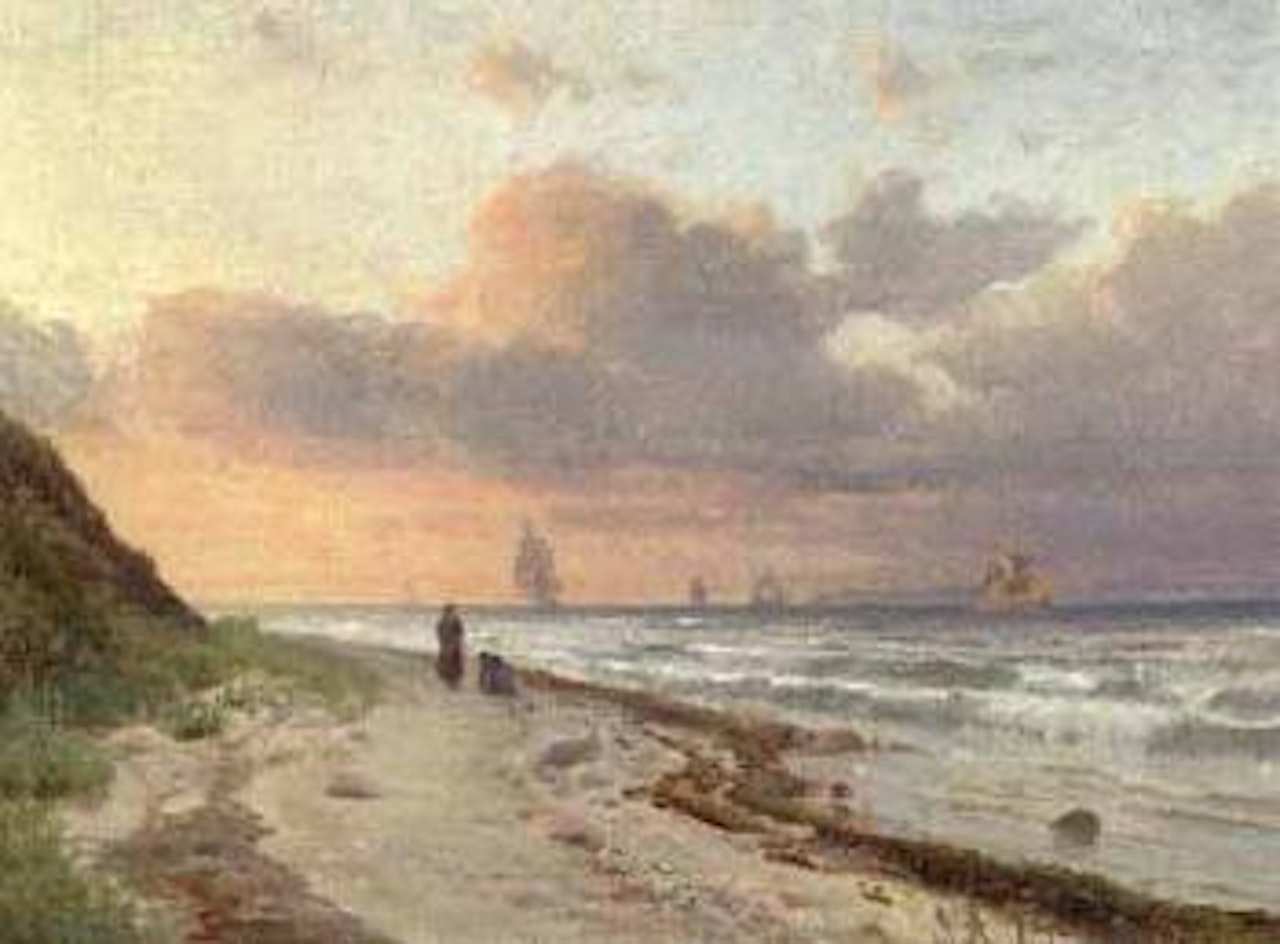 Sailing vessels off town, North Sjaelland by Anders Andersen-Lundby