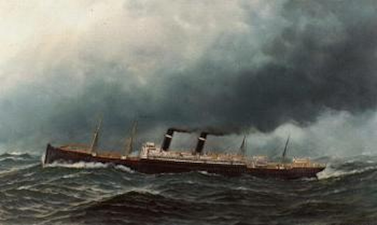 Full steam ahead, the Vaderland on a choppy sea by Antonio Jacobsen