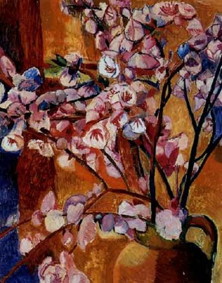 Blossom in earthenware jug by Grace Cossington Smith