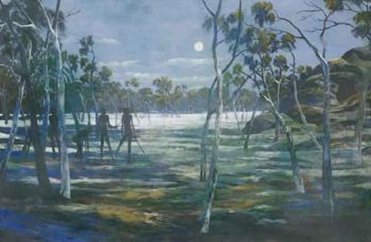 Aboriginals by moonlight by Ray Austin Crooke