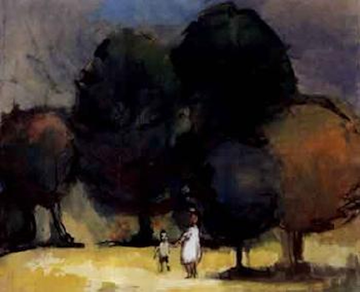 Mother and child in a forest by Frederick Ronald Williams