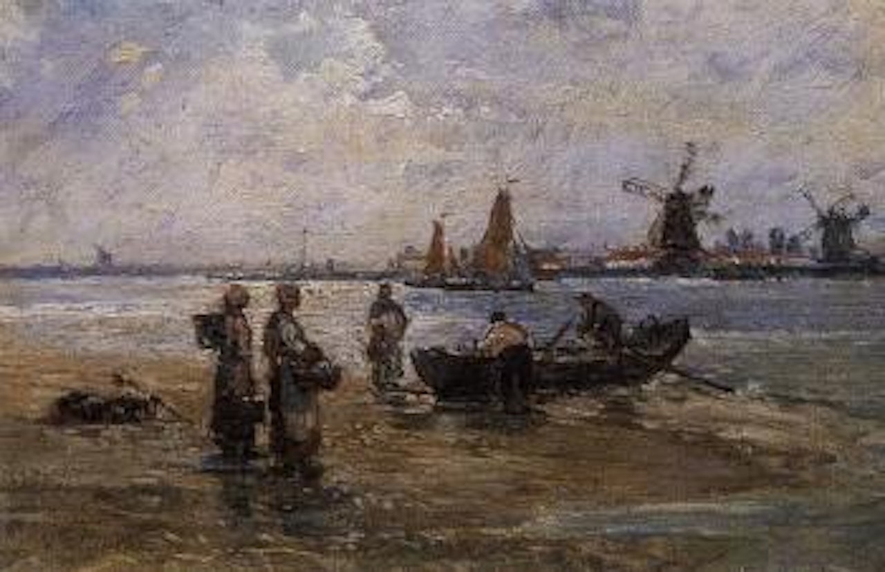 Dutch fishing scene by Gerhard Arij Ludwig Morgenstjerne Munthe