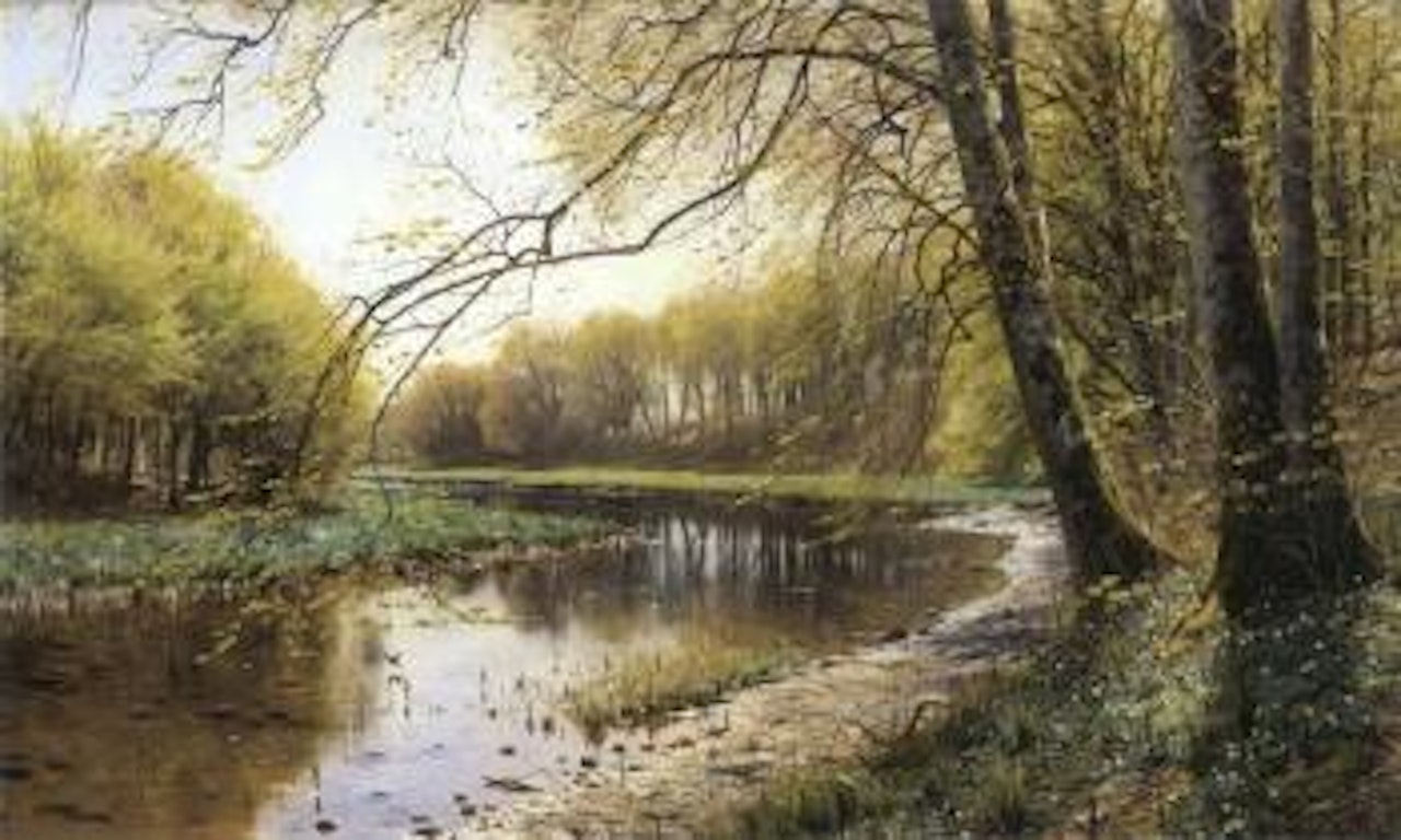 River landscape from Lellinge, early spring by Peder Mork Monsted
