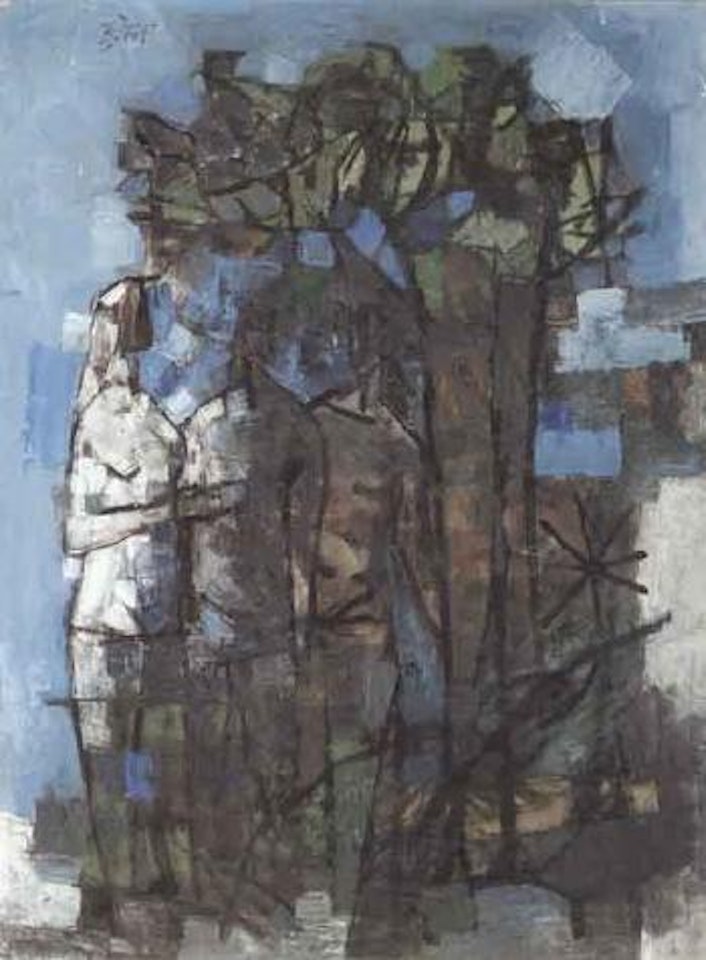 They came by a blue tree by M.F. Husain