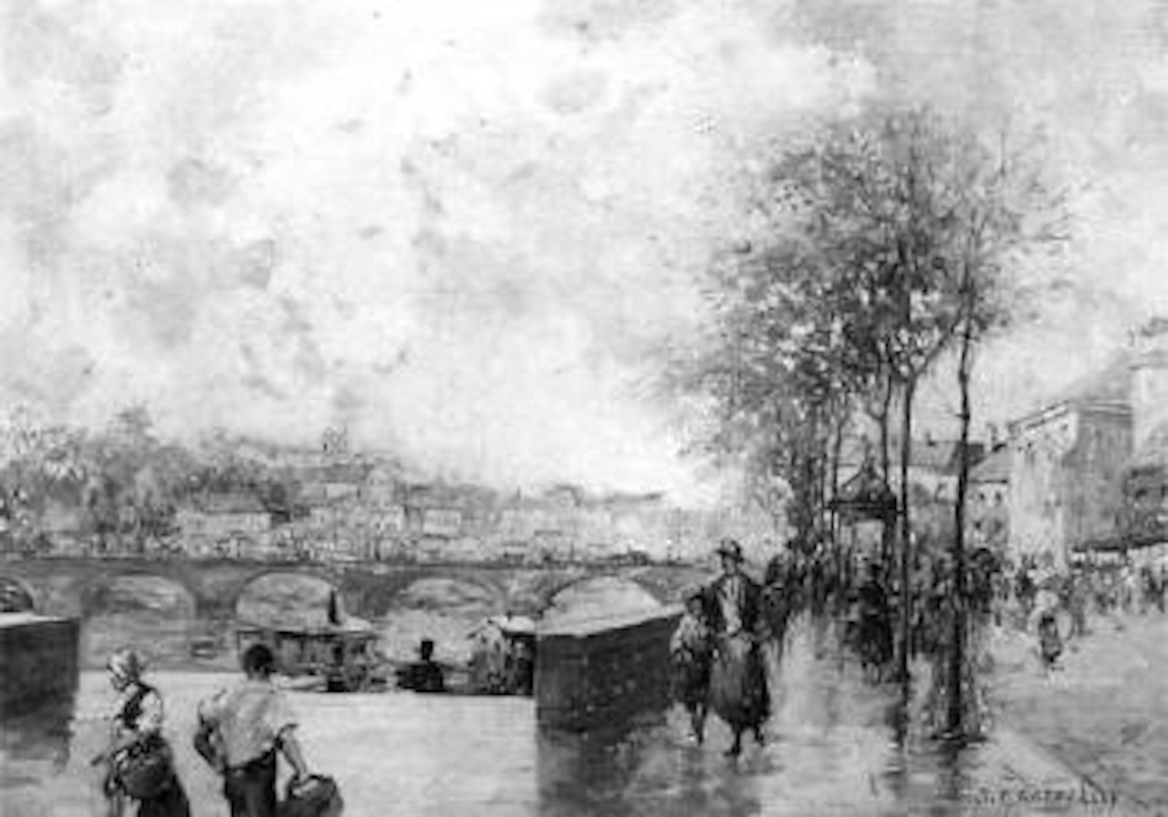 Street scene along the Seine by Jean Francois Raffaelli
