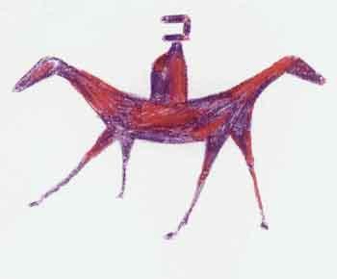 Kelly on double horse by Sidney Nolan