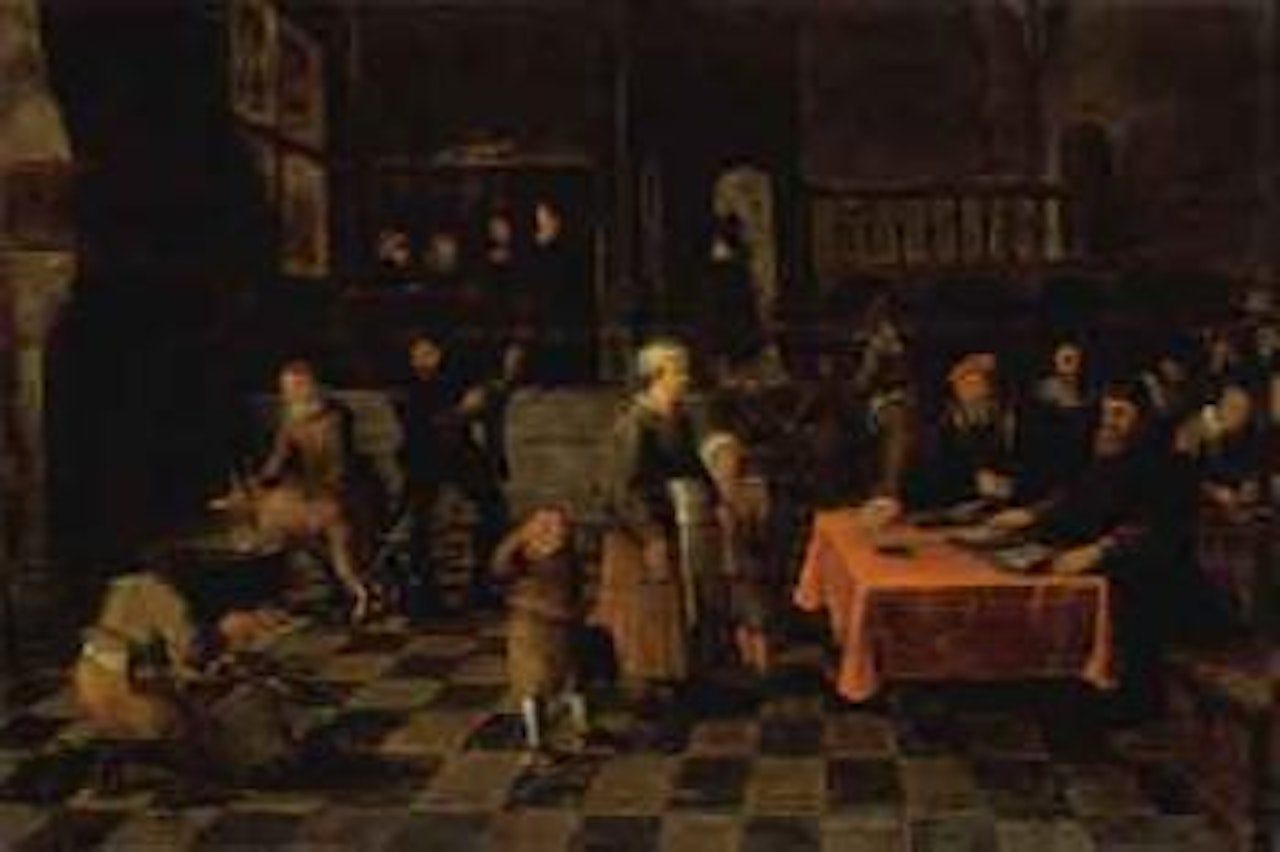 Widow and her children before the judges by Joost Cornelisz Droochsloot