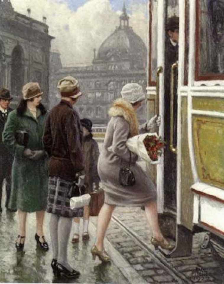 At the tram stop by Paul Fischer