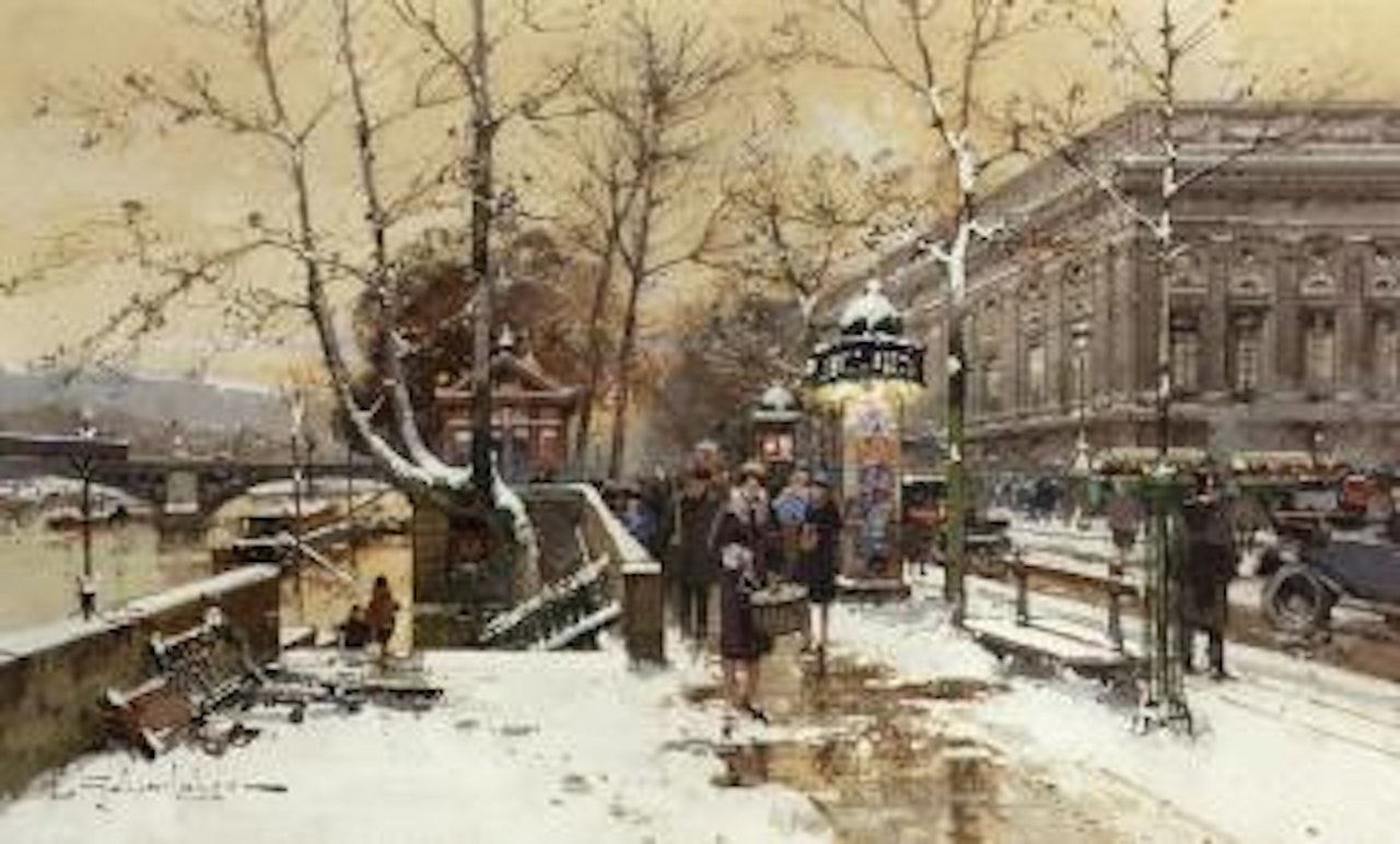 Le Quai du Louvre by Eugene Galien-Laloue