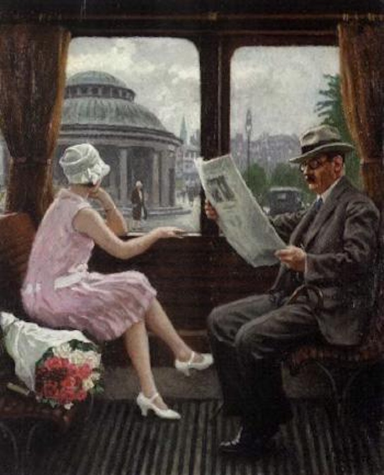 In the train compartment by Paul Fischer