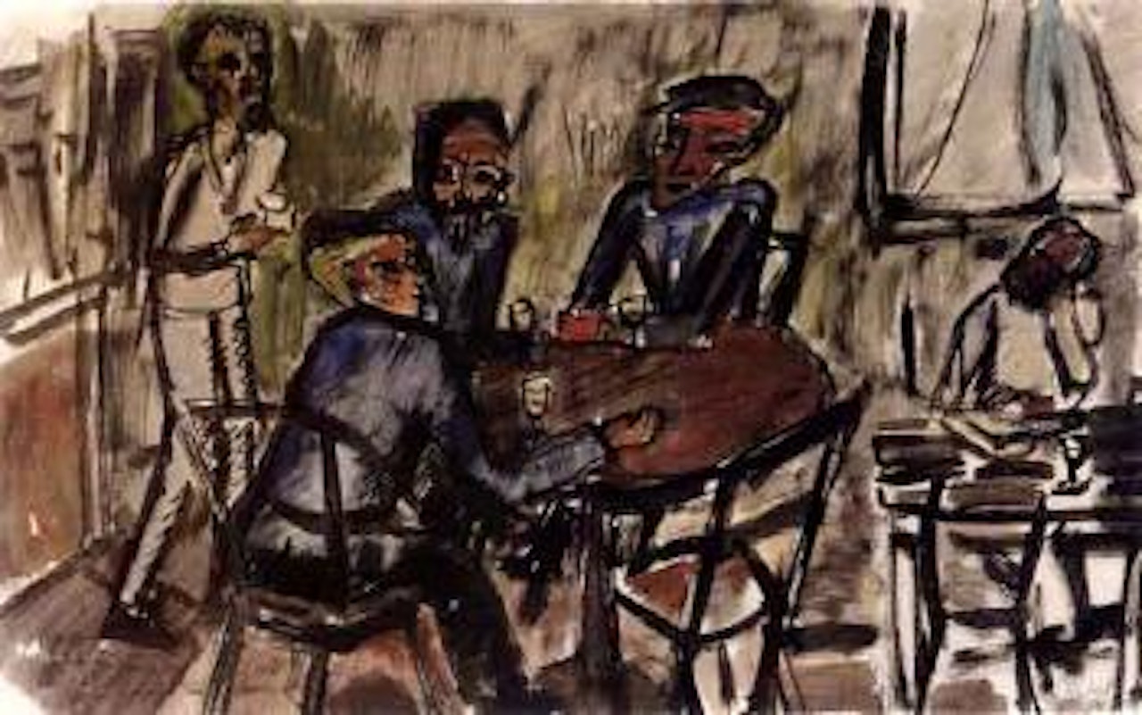 Men at a table by Erich Heckel