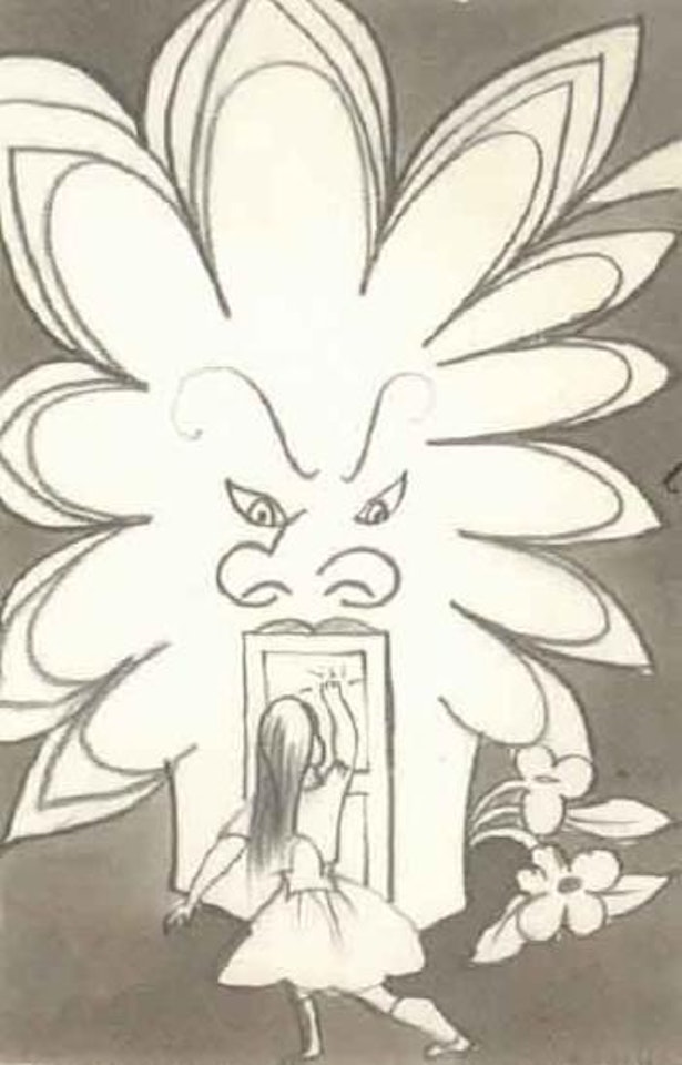 Alice went timidly up to the door and knocked by Charles Blackman