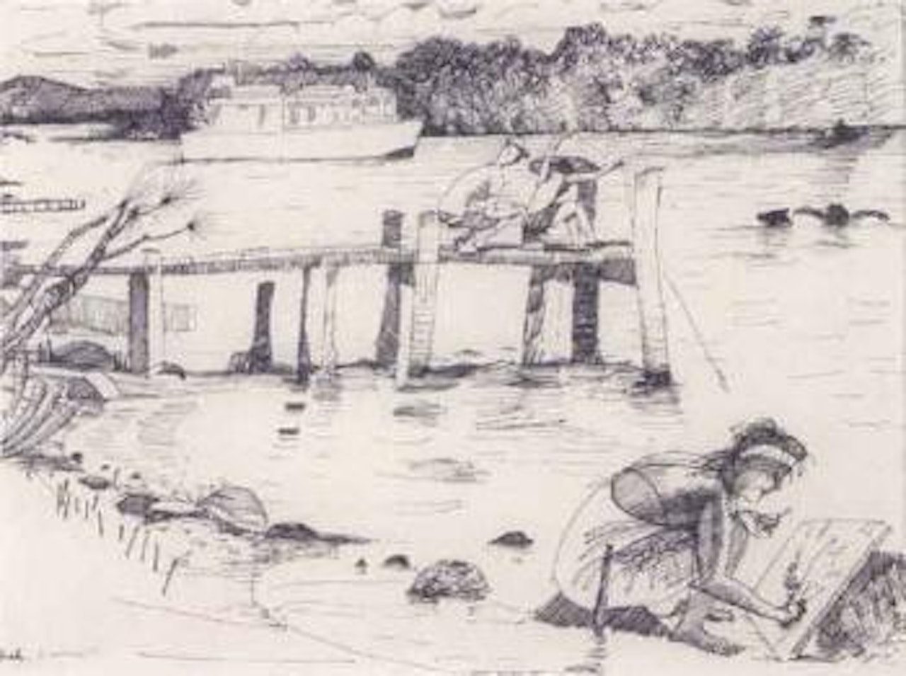 Fishing on the Maroochy River, Queensland by Charles Blackman