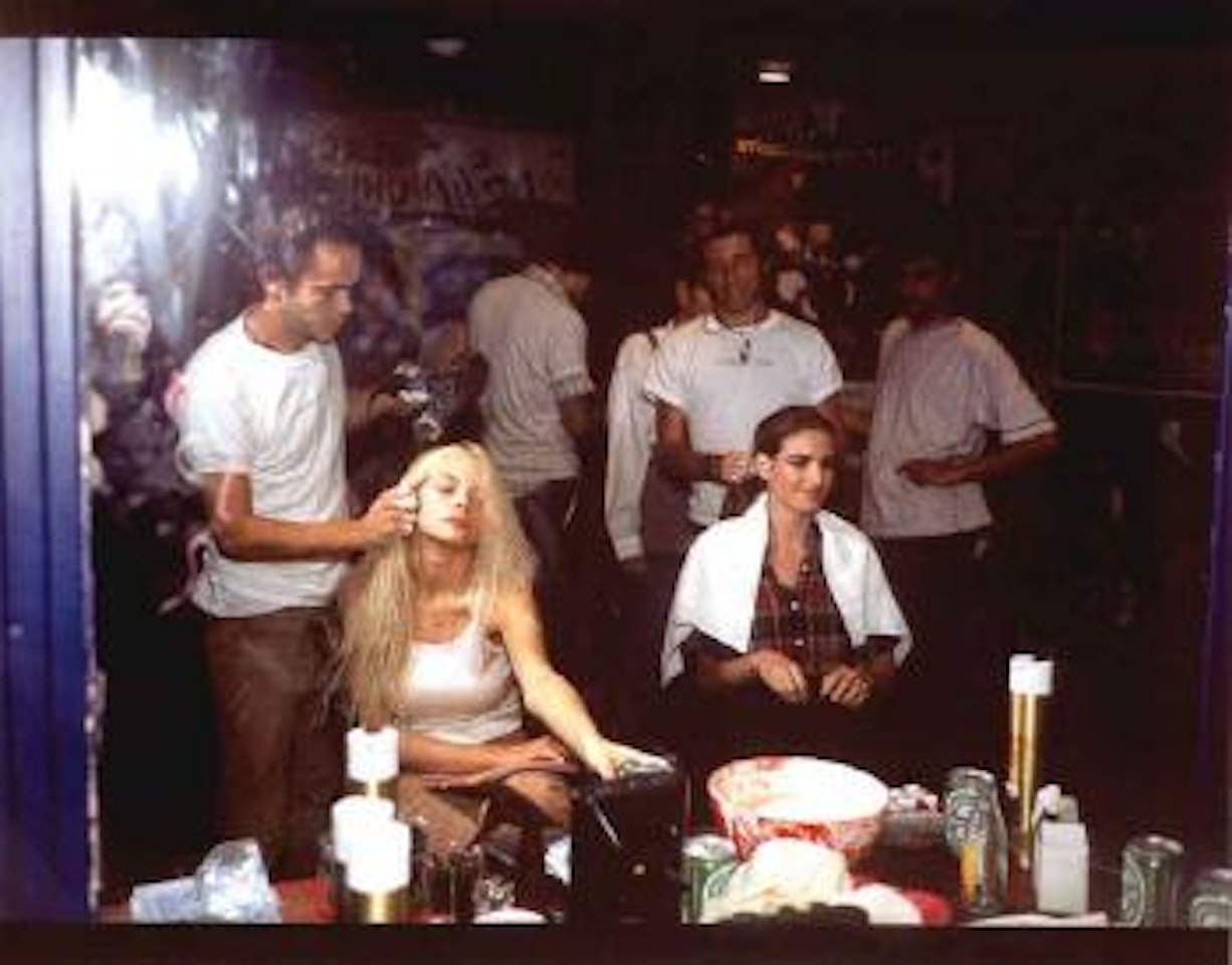 James having hair done backstage at Jean Colonna Show by Nan Goldin