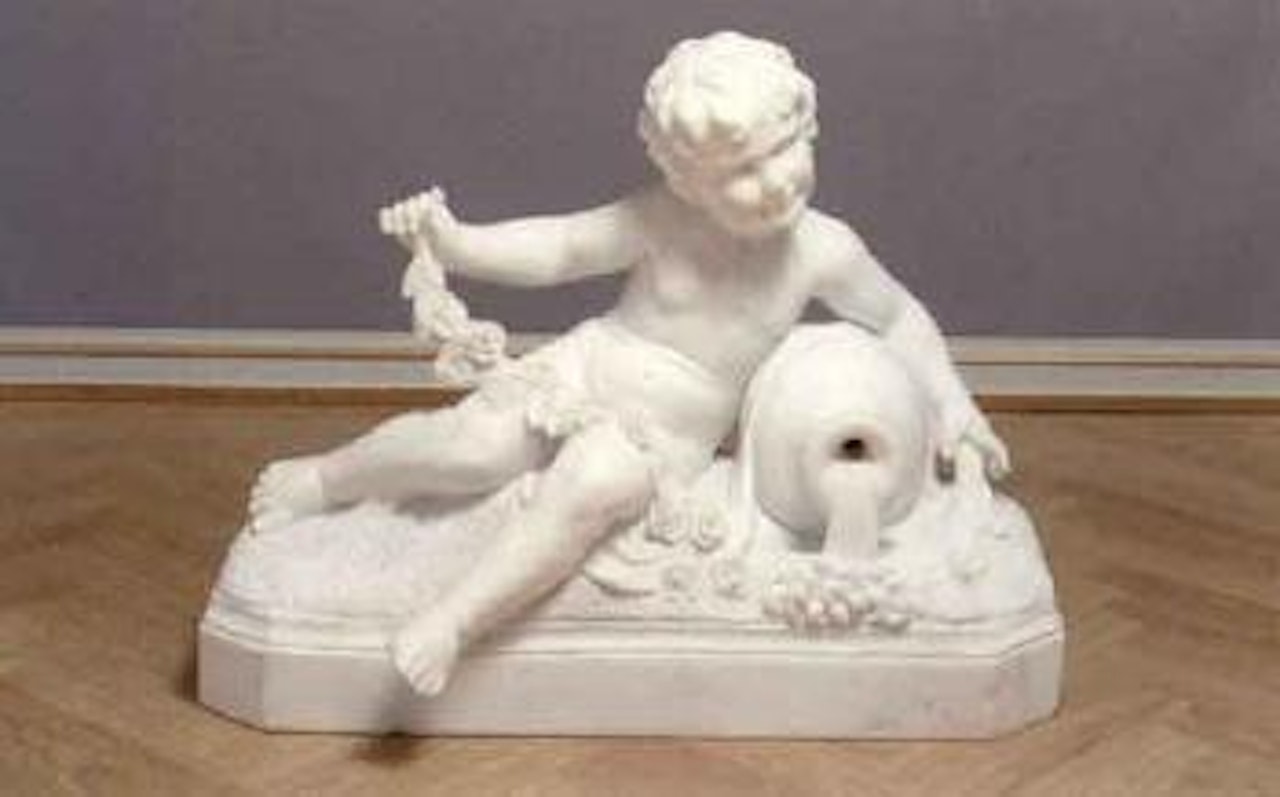 Boy with water-jug and garland of flowers by European School