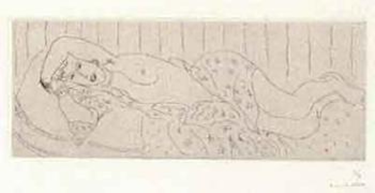 Nu couche, drape dans une etoffe fleurie by Henri Matisse