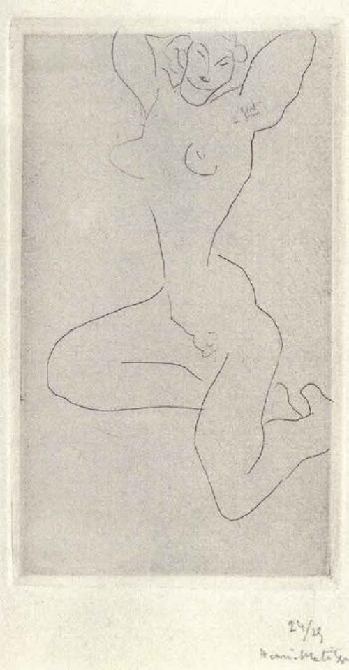 Nu assis sur la jambe droite, bras leves by Henri Matisse