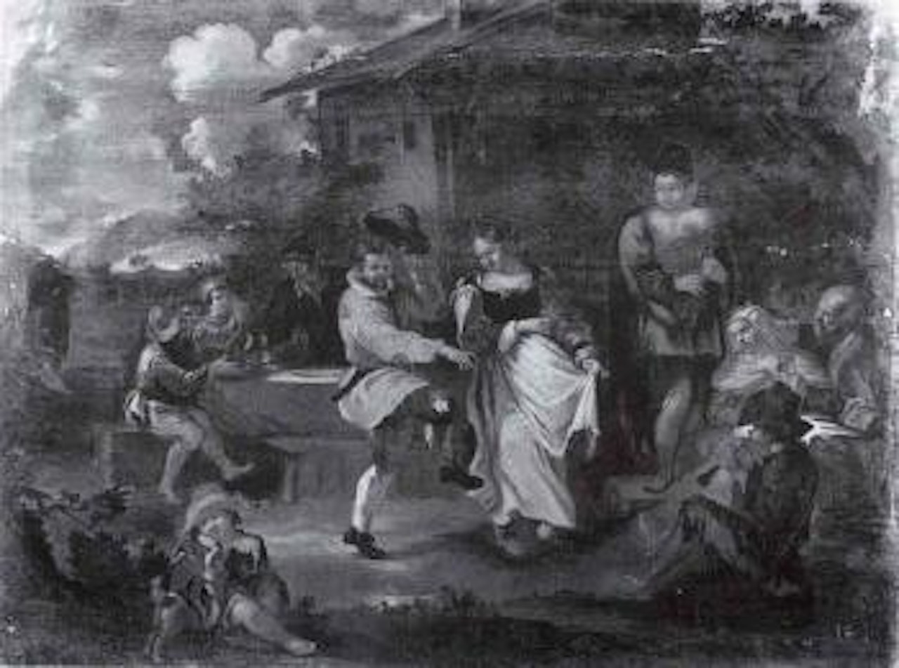 Peasants dancing by Theodor Helmbreker