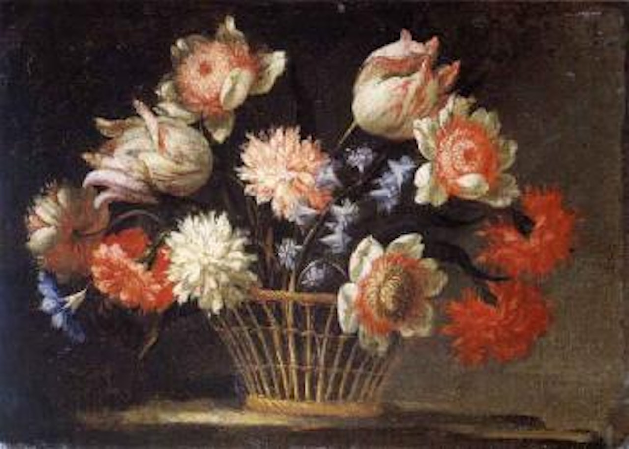 Basket with flowers by Roman School