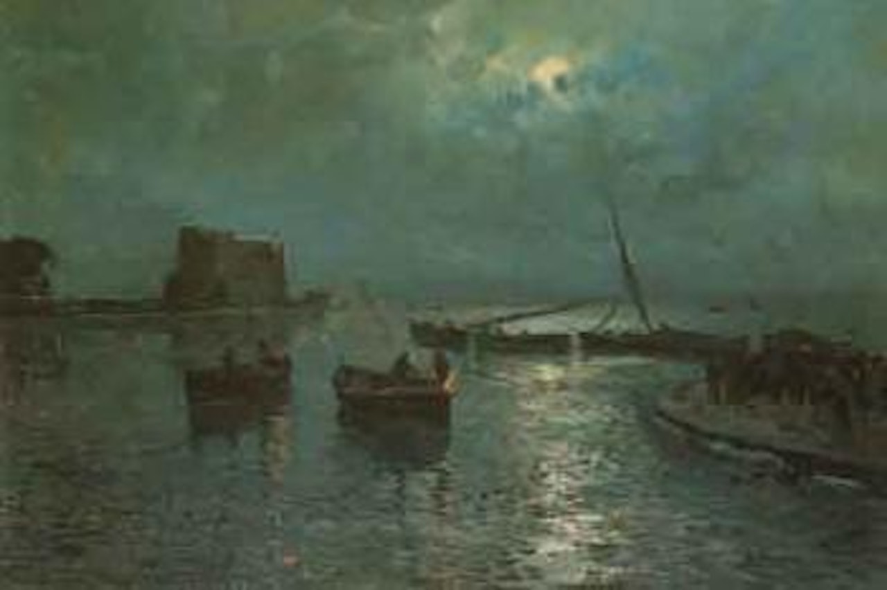 River night scene by Fausto Pratella