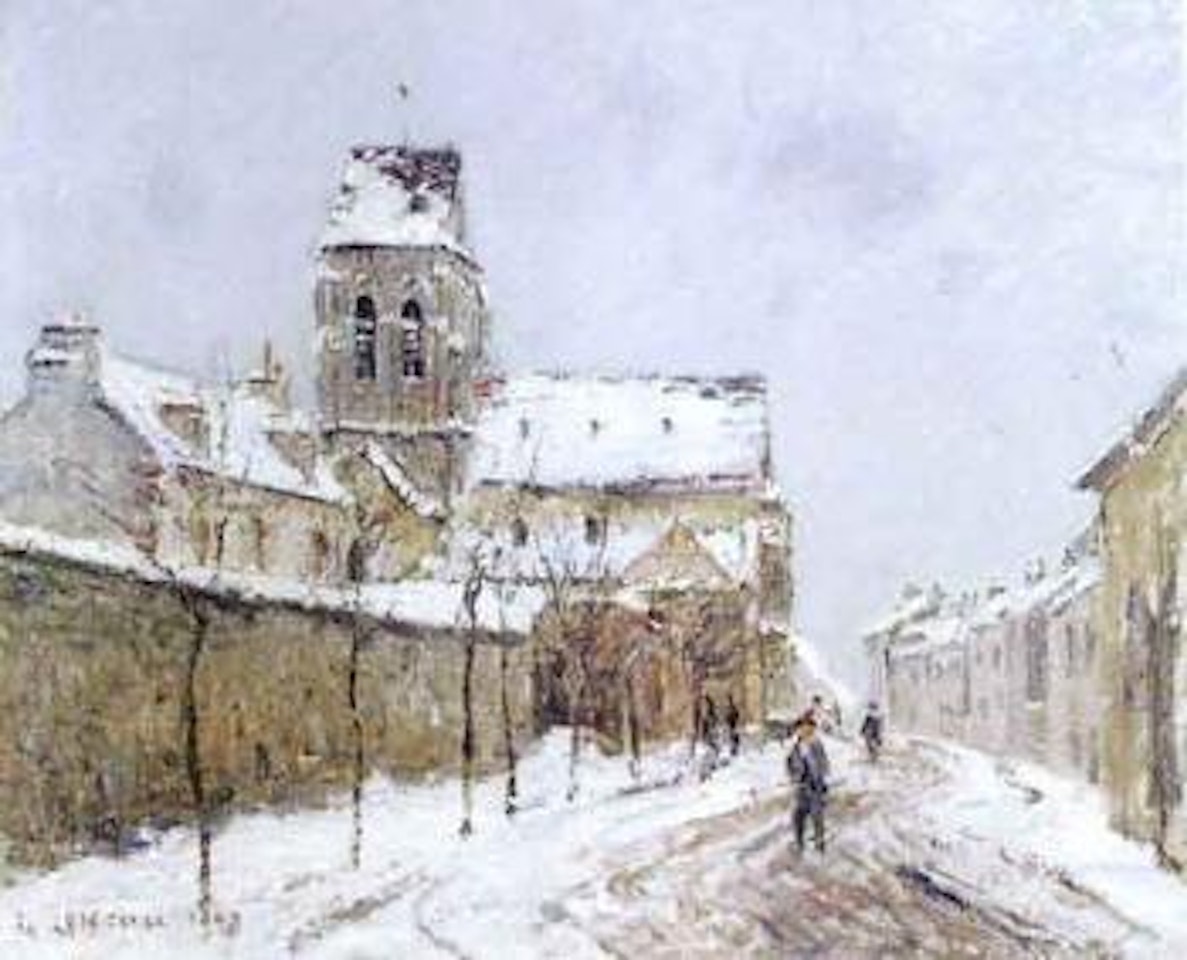 Promeneur aupres de l'eglise de Saint Ouen l'Aumone by Gustave Loiseau