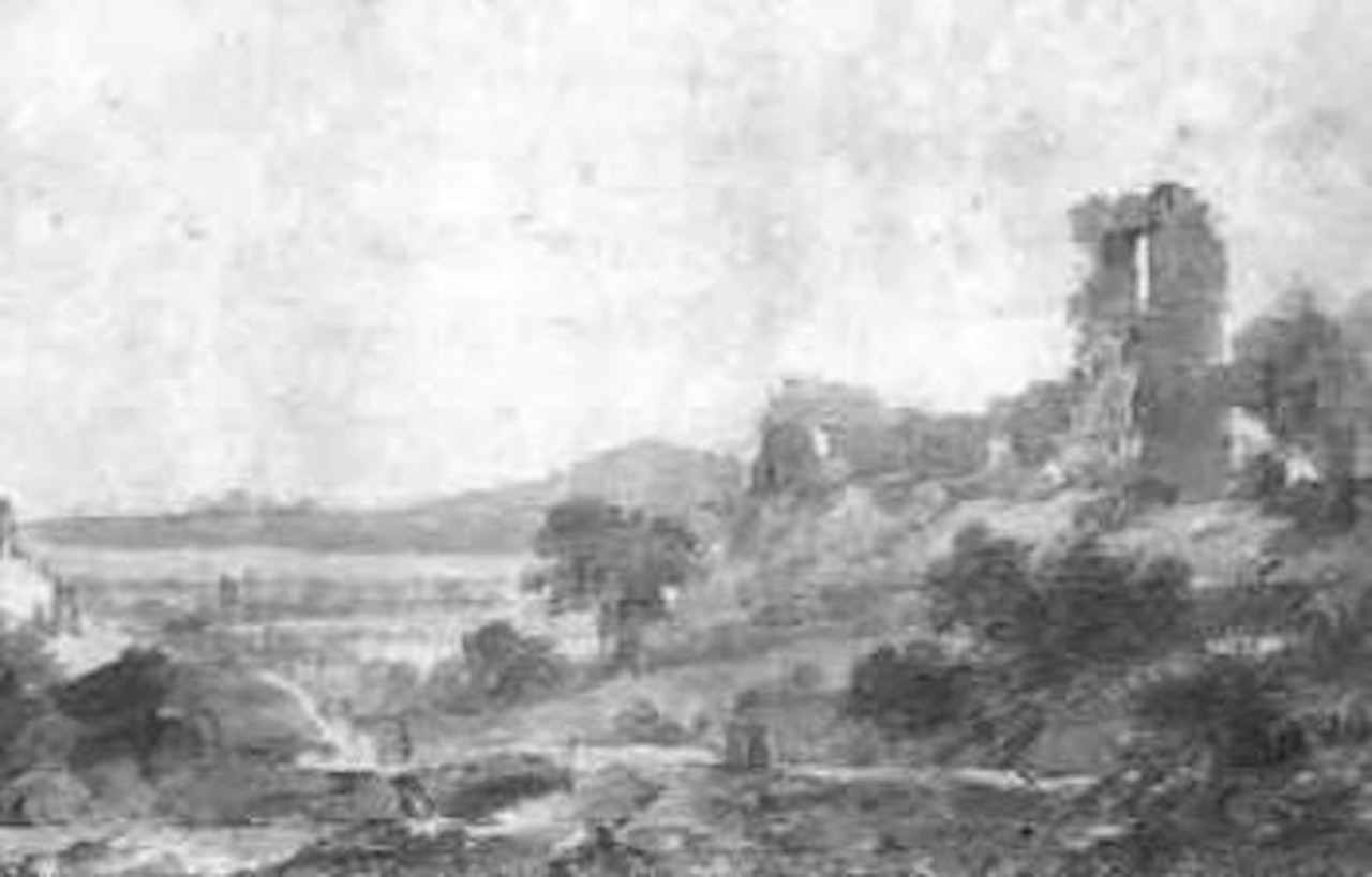 View looking across a river by Thomas Girtin