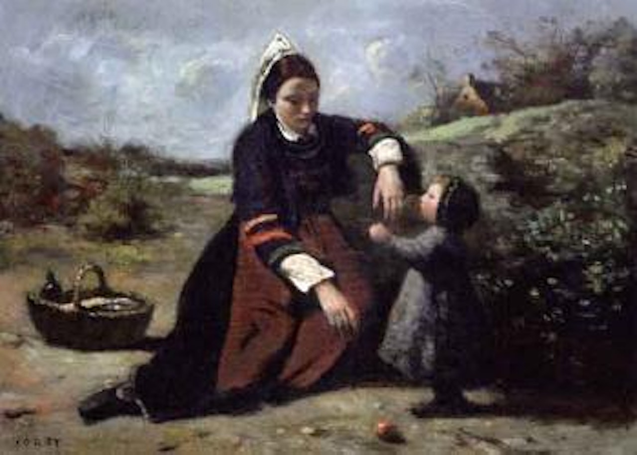 Bretonne avec sa petite fille by Jean Baptiste Camille Corot