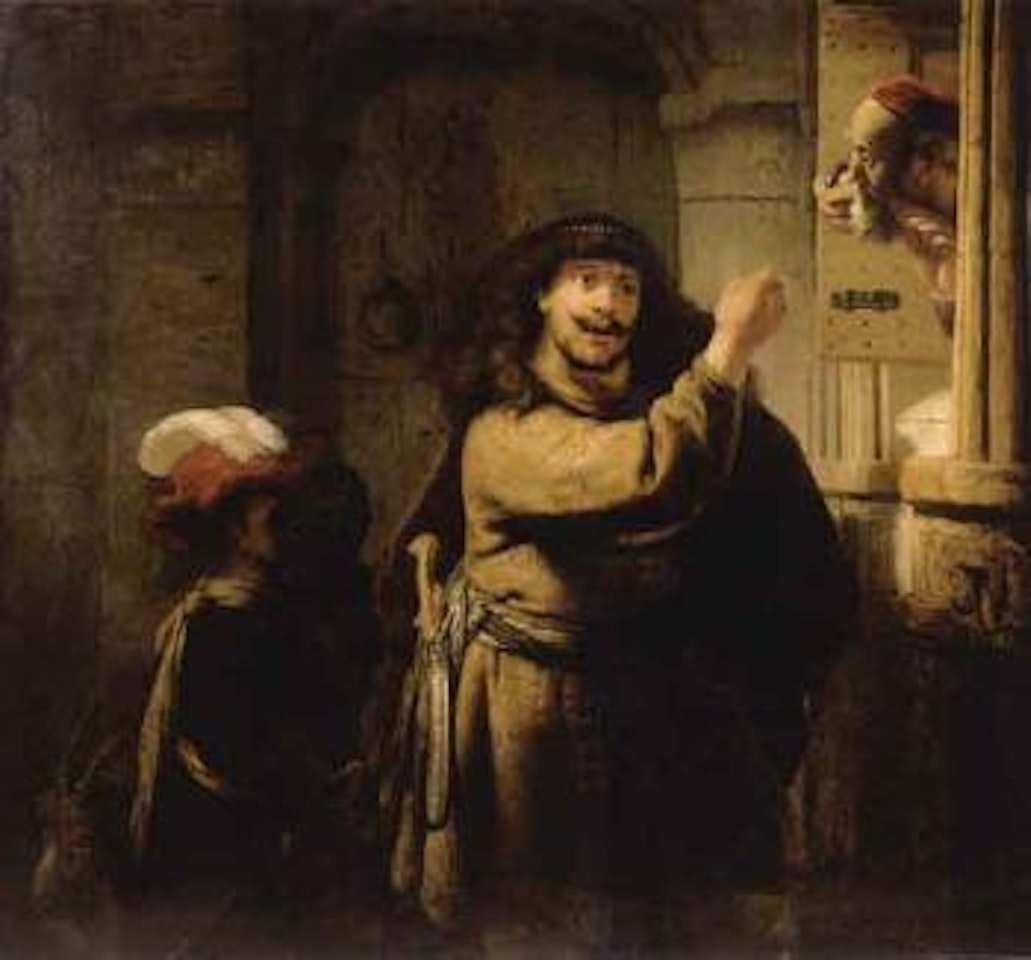 Samson threatening his father in law by Attributed to Rembrandt Harmensz van Rijn