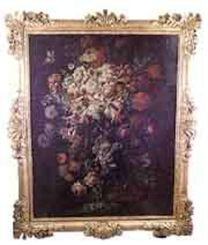 Still life of flowers in an ornate vase by Continental School