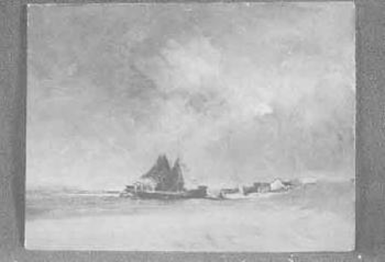 Boats at Pin Mill. Hunting scene by Edward Seago