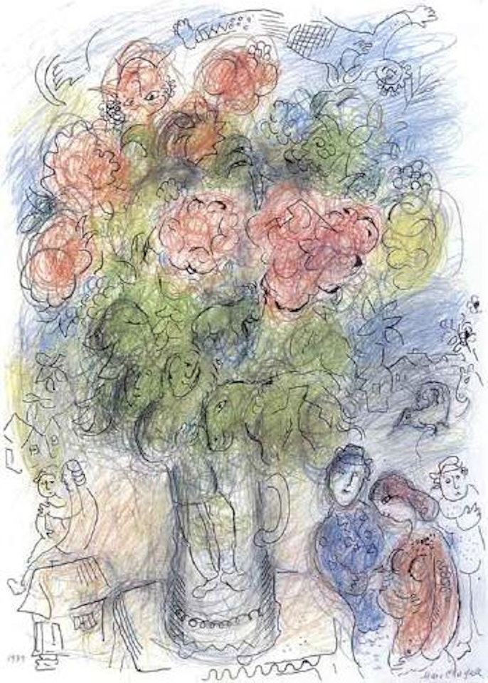 Les amoureux au bouquet by Marc Chagall