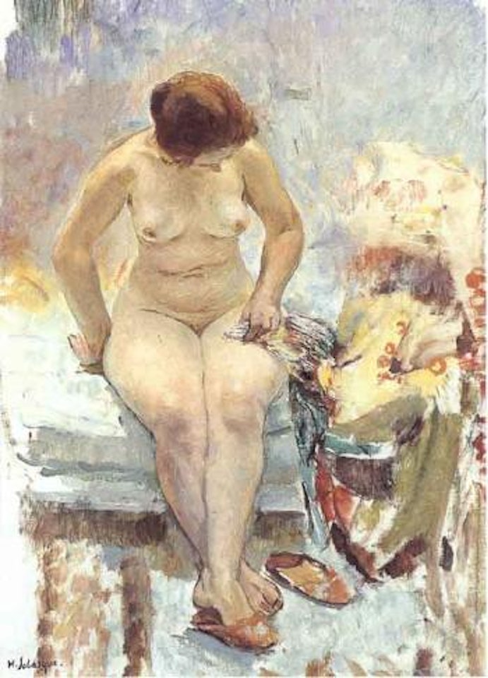 Nu assis, apres le bain by Henri Lebasque