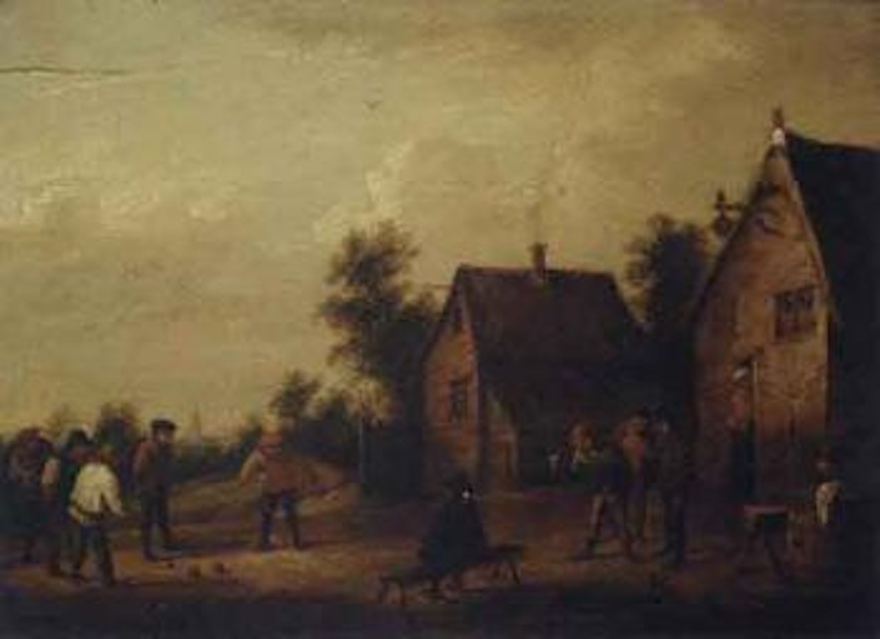 Peasants playing skittles. Peasants at archery by David Teniers II