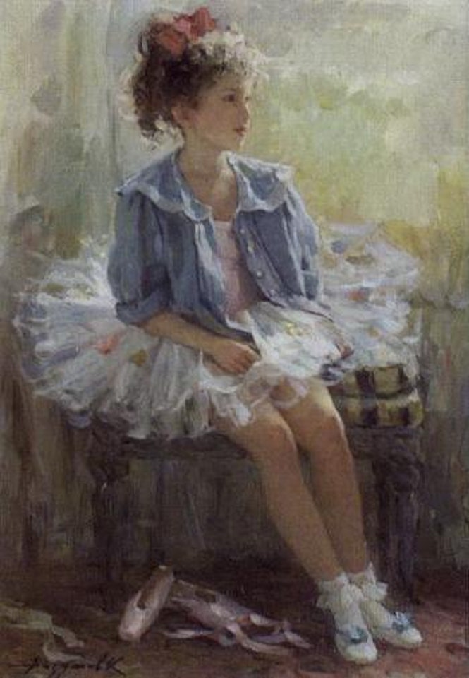 Ballerina in blue blouse by Constantin Razoumov
