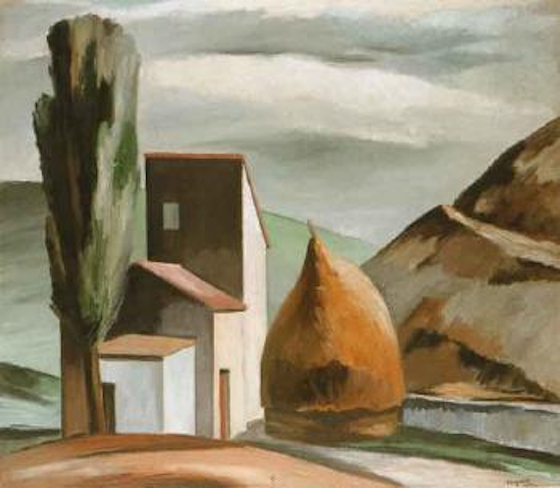Landscape with haystack by Alberto Magnelli