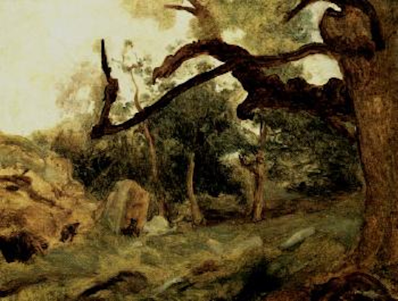 L'Arbre tordu, les chenes du Mont Ussy, Fontainebleau by Jean Baptiste Camille Corot