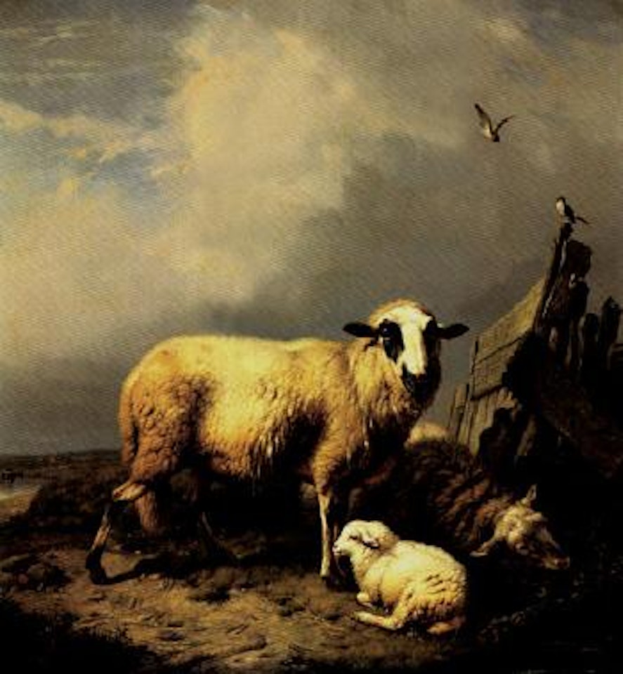Guarding the lamb by Eugène Joseph Verboeckhoven