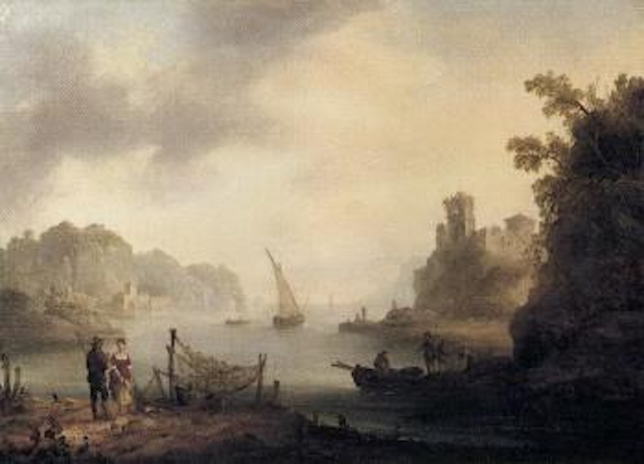 Coastal landscape with boats by Claude Joseph Vernet