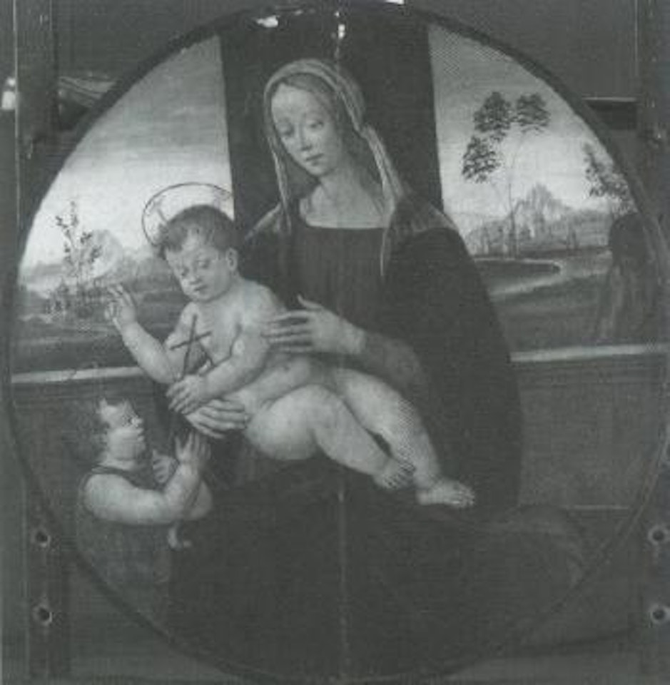 Mary with Infant Jesus and John in front of balustrade by Florentine School