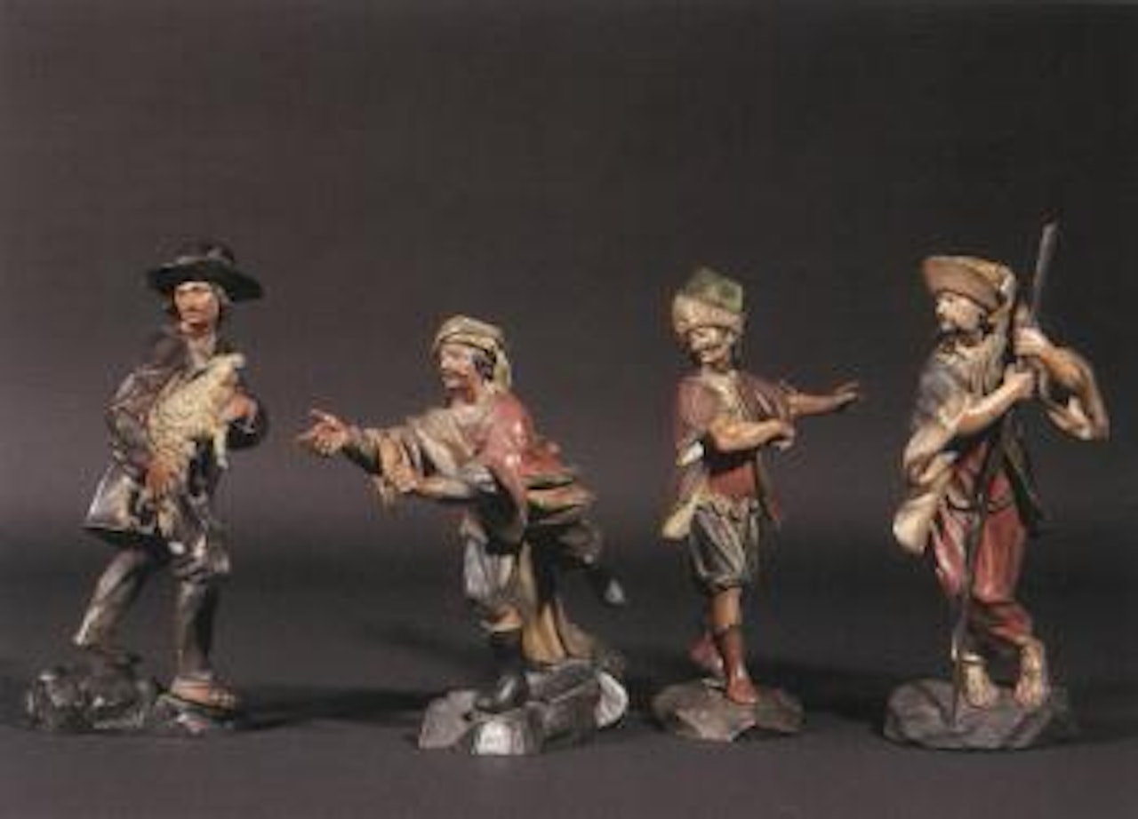 Four shepherds from crib scene by Italian School