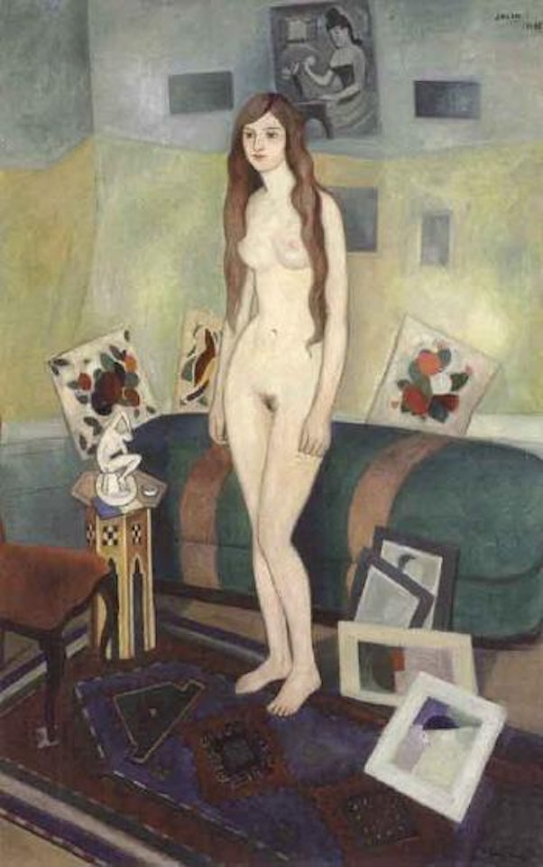 Nude female with long hair by Einar Jolin