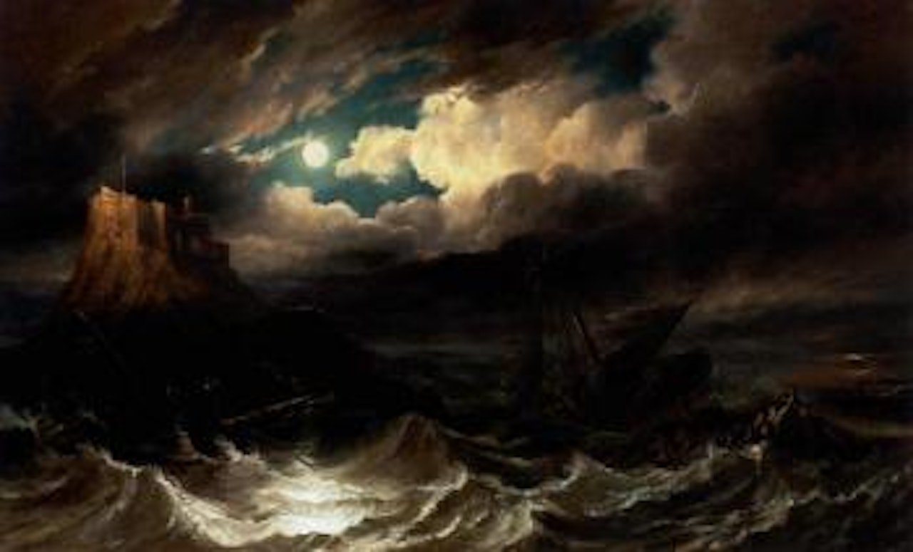 Timely rescue, view Holy Island, Northumberland by John Wilson Carmichael