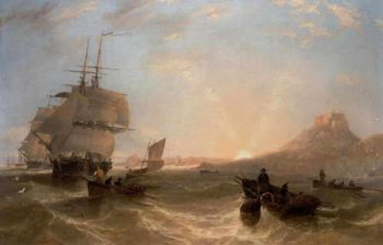 British Frigate and other shipping off Tynemouth by John Wilson Carmichael