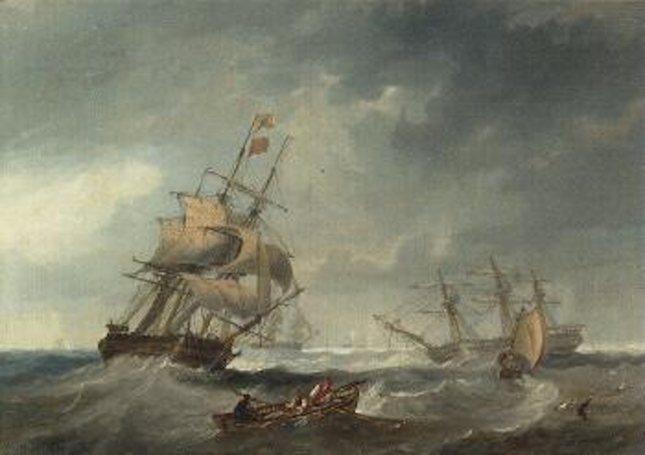 Merchantmen in stormy seas by John Wilson Carmichael