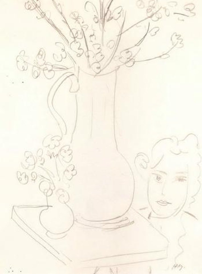 Tete de femme et deux bouquets by Henri Matisse