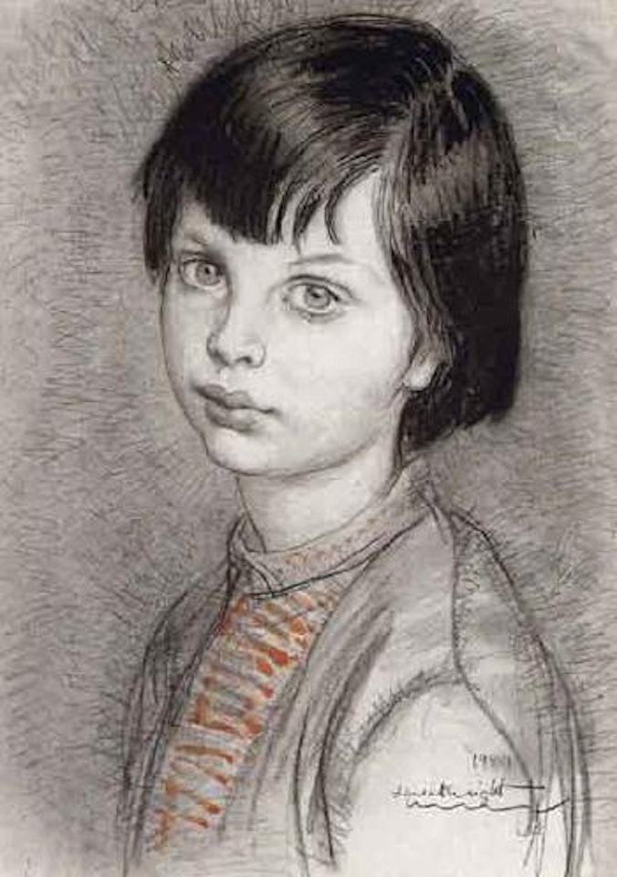 Portrait of young girl by Laura Knight