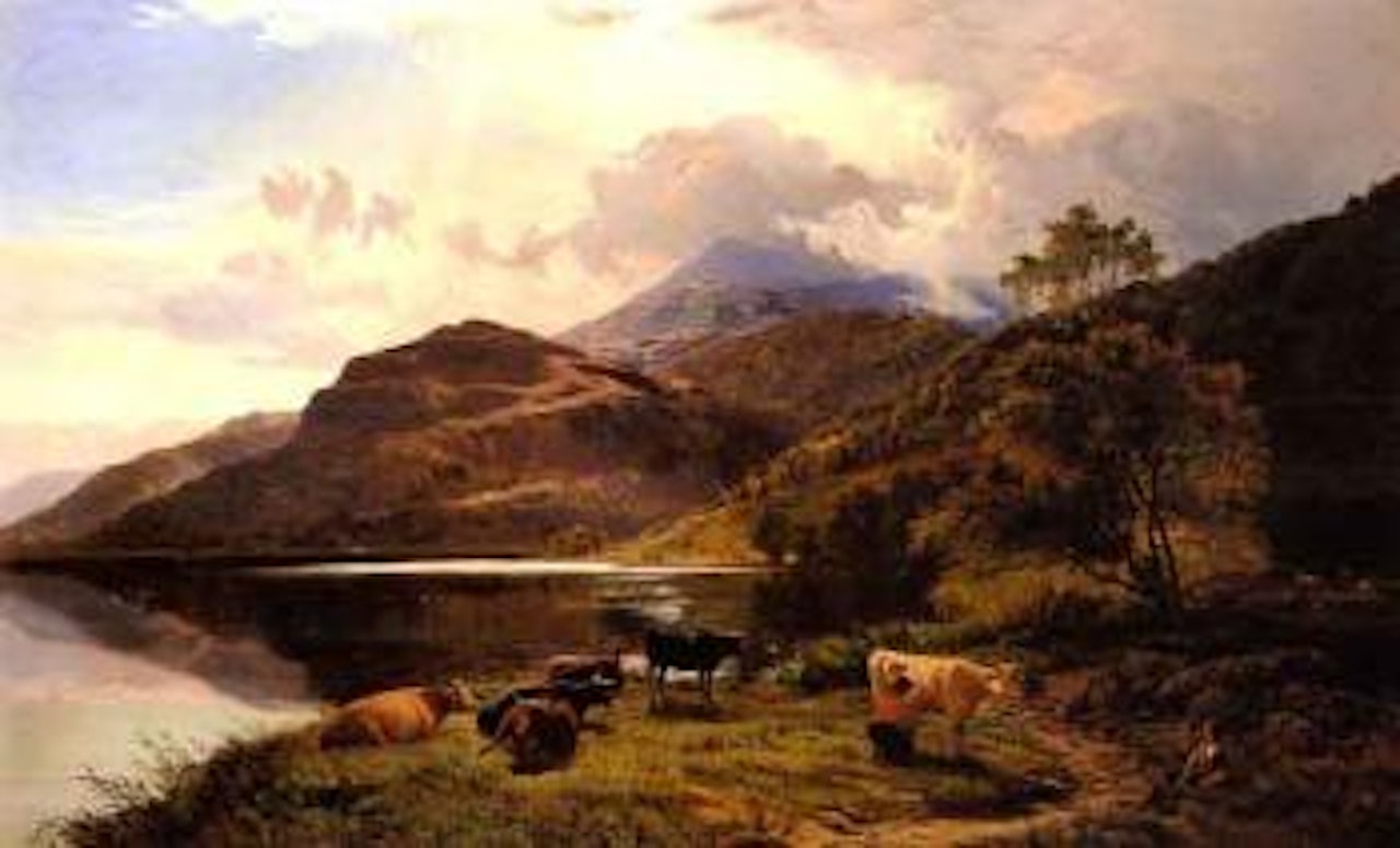 Cattle watering near Barmouth, North Wales by Sidney Richard Percy